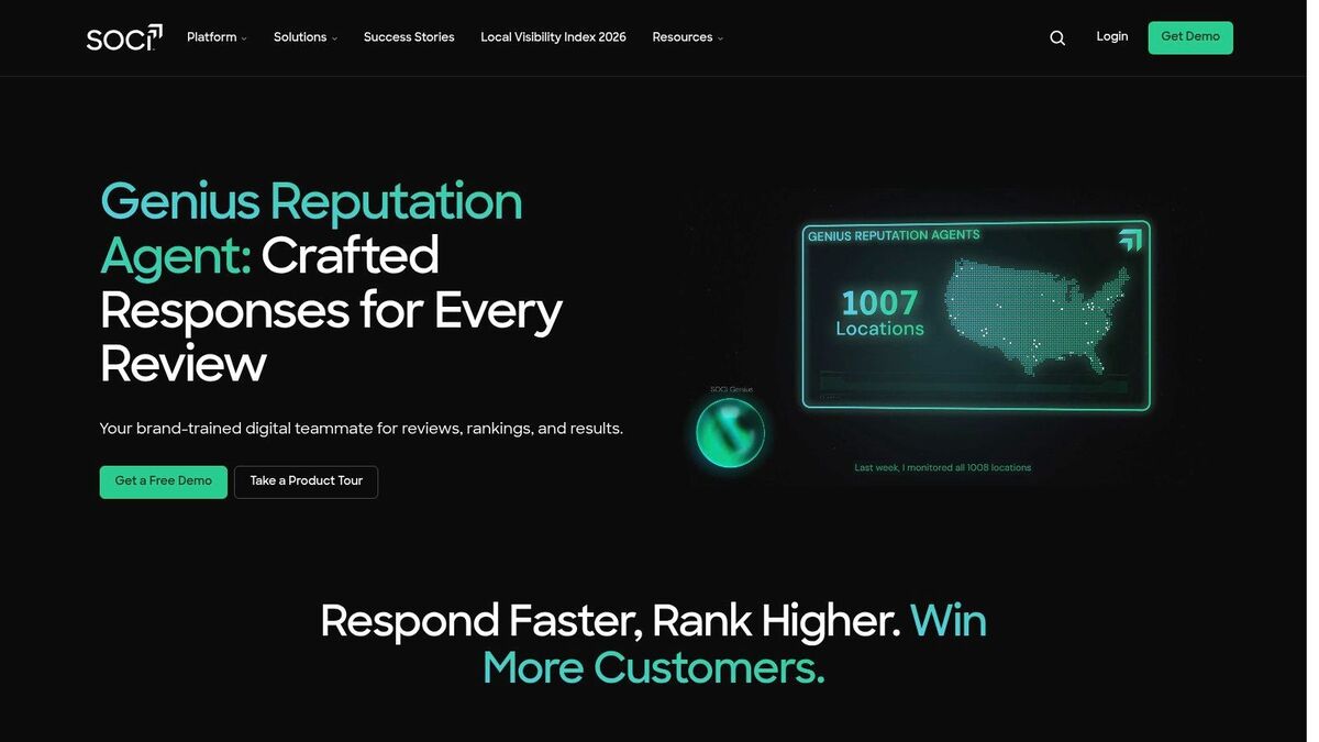 SOCi Genius Reputation Agent for multi-location brands